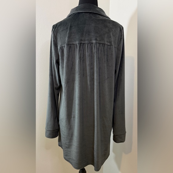 Soft Surroundings Gray Velvet Popover Tunic Top Size Small - Picture 3 of 5